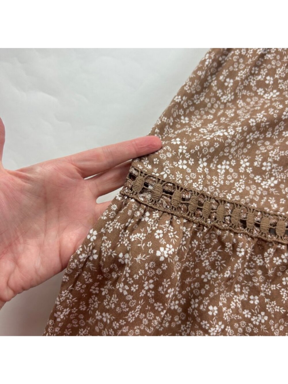 Rachel Paige Brown Floral Lace Accent Lounge Pant L - Picture 6 of 6